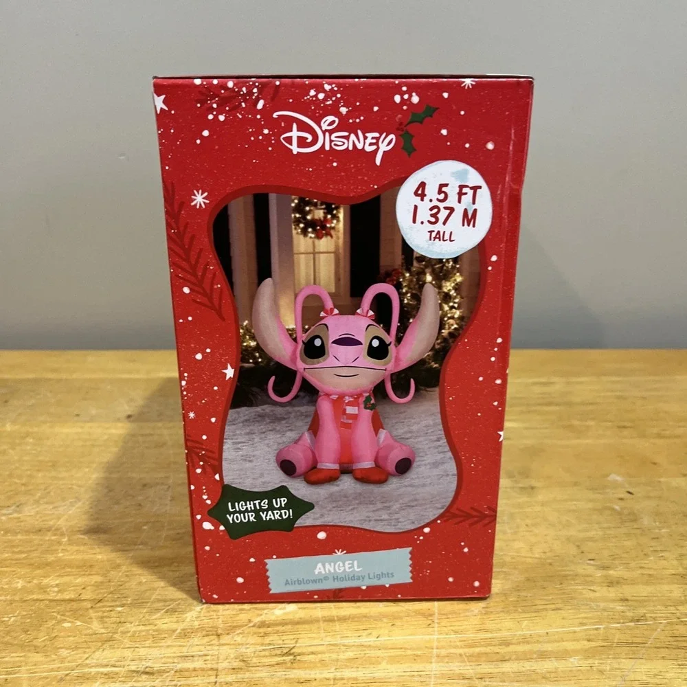 Disney Lilo & Stitch Angel Pink Christmas Airblown‎ Yard Inflatable Holiday 4.5'